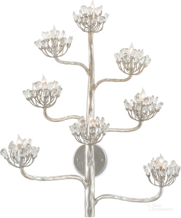 The appearance of Agave Americana Silver Wall Sconce designed by Currey & Company in the modern / contemporary interior design. This silver piece of furniture  was selected by 1StopBedrooms from Marjorie Skouras Collection to add a touch of cosiness and style into your home. Sku: 5000-0105. Product Type: Wall Sconce. Material: Iron. Image1