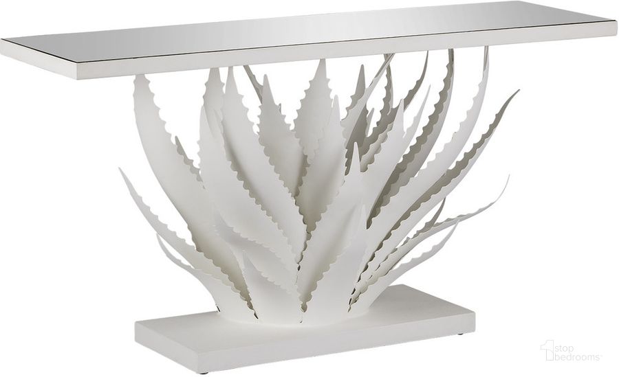 The appearance of Agave White Console Table designed by Currey & Company in the modern / contemporary interior design. This white piece of furniture  was selected by 1StopBedrooms from Marjorie Skouras Collection to add a touch of cosiness and style into your home. Sku: 4000-0168. Product Type: Console Table. Material: Iron. Image1