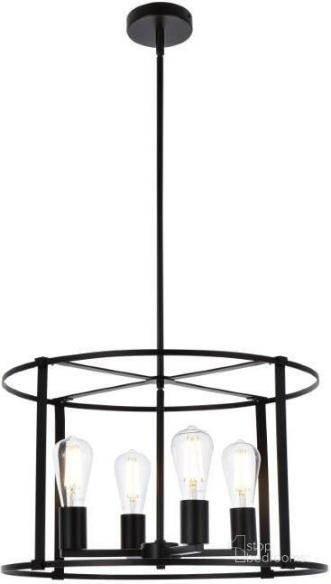 The appearance of Agnys 4 Lights Pendant In Black designed by Elegant Lighting in the transitional interior design. This black piece of furniture  was selected by 1StopBedrooms from Agnys Collection to add a touch of cosiness and style into your home. Sku: LD7057D20BK. Material: Metal. Product Type: Pendant Lighting. Image1