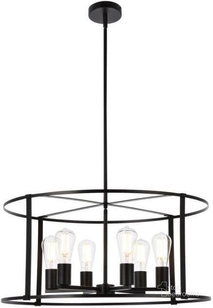 The appearance of Agnys 6 Lights Pendant In Black designed by Elegant Lighting in the transitional interior design. This black piece of furniture  was selected by 1StopBedrooms from Agnys Collection to add a touch of cosiness and style into your home. Sku: LD7058D26BK. Material: Metal. Product Type: Pendant Lighting. Image1