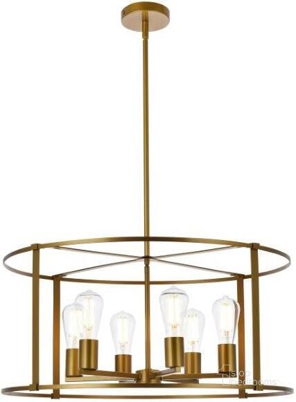 The appearance of Agnys 6 Lights Pendant In Brass designed by Elegant Lighting in the transitional interior design. This brass piece of furniture  was selected by 1StopBedrooms from Agnys Collection to add a touch of cosiness and style into your home. Sku: LD7058D26BR. Material: Metal. Product Type: Pendant Lighting. Image1