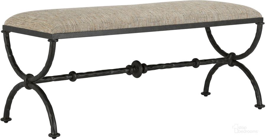The appearance of Agora Bench In Bronze and Peppercorn designed by Currey & Company in the modern / contemporary interior design. This peppercorn piece of furniture  was selected by 1StopBedrooms from Agora Collection to add a touch of cosiness and style into your home. Sku: 7000-0802. Product Type: Bench. Material: Iron. Image1