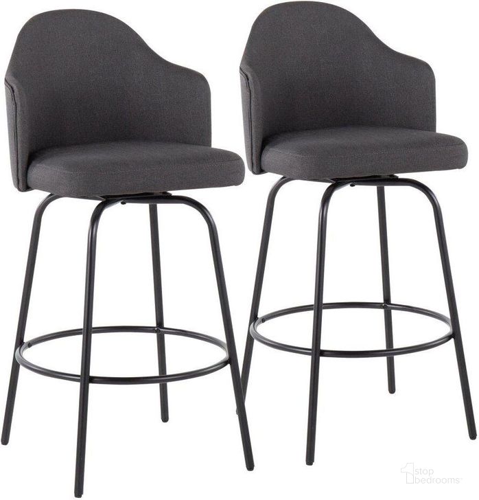 The appearance of Ahoy Contemporary Fixed-Height Counter Stool In Black Metal And Charcoal Fabric - Set Of 2 designed by Lumisource in the modern / contemporary interior design. This black piece of furniture  was selected by 1StopBedrooms from Ahoy Collection to add a touch of cosiness and style into your home. Sku: B26-AHOYUP CLAIREQ2 BKCHAR2. Material: Polyester. Product Type: Barstool. Image1