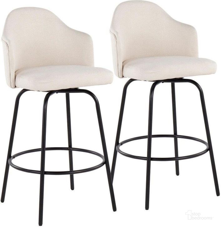 The appearance of Ahoy Fixed-Height Counter Stool Set of 2 in Black Metal and Cream Fabric designed by Lumisource in the modern / contemporary interior design. This cream piece of furniture  was selected by 1StopBedrooms from Ahoy Collection to add a touch of cosiness and style into your home. Sku: B26-AHOYUP CLAIREQ2 BKCR2. Material: Metal. Product Type: Barstool. Image1