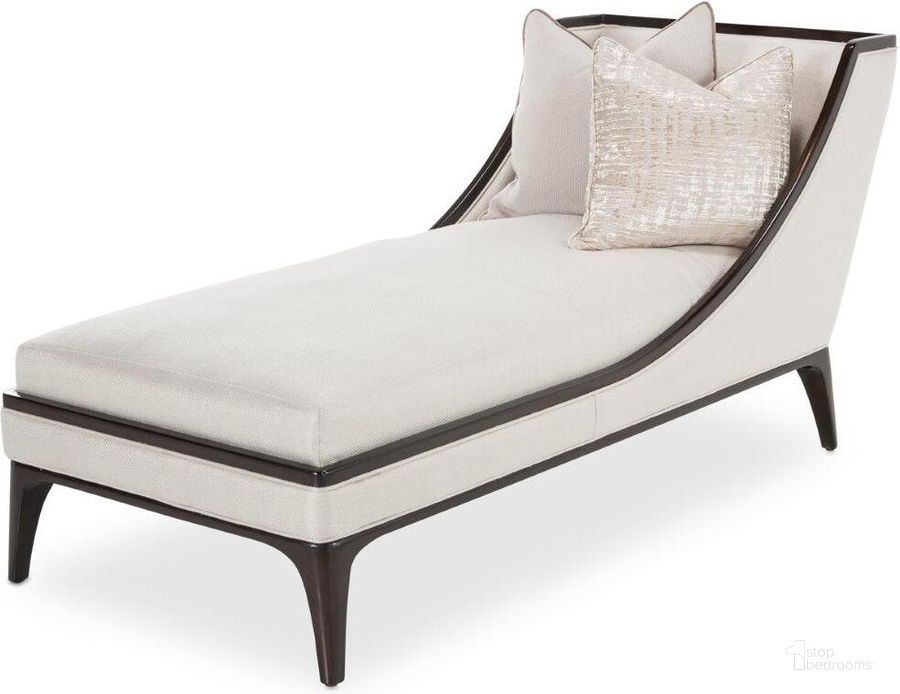 The appearance of Paris Chic Armless Chaise In Oyster/Espresso designed by AICO in the transitional interior design. This espresso piece of furniture  was selected by 1StopBedrooms from Paris Chic Collection to add a touch of cosiness and style into your home. Sku: N9003841-OYSTR-409. Material: Polyester. Product Type: Chaise. Image1
