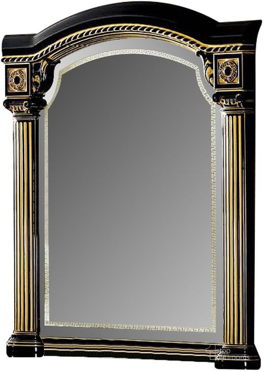 The appearance of Aida Mirror (Black and Gold) designed by ESF in the traditional interior design. This black piece of furniture  was selected by 1StopBedrooms from Aida Collection to add a touch of cosiness and style into your home. Sku: AIDAMIRRORBLACK/GOLD. Material: MDF. Product Type: Dresser Mirror. Image1
