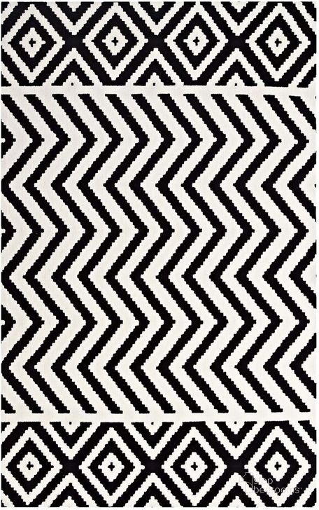 The appearance of Ailani Geometric Chevron/Diamond 8X10 Area Rug In Black and White designed by Modway in the modern / contemporary interior design. This black and white piece of furniture  was selected by 1StopBedrooms from Ailani Collection to add a touch of cosiness and style into your home. Sku: R-1011A-810. Material: Polyester. Product Type: Area Rugs. Image1