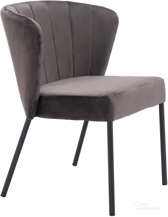 The appearance of Aimee Dining Chair Set of 2 In Gray designed by Zuo Modern in the modern / contemporary interior design. This gray piece of furniture  was selected by 1StopBedrooms from Aimee Collection to add a touch of cosiness and style into your home. Sku: 109679. Product Type: Dining Chair. Material: Plywood. Image1