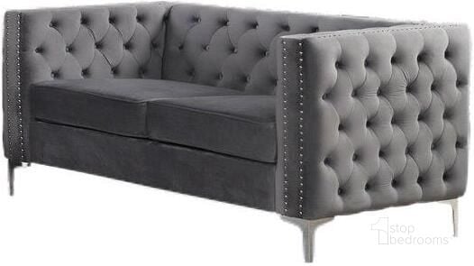 The appearance of Aineias 60 Inch Tufted Transitional Velvet Loveseat In Gray designed by Best Master Furniture in the transitional interior design. This gray piece of furniture  was selected by 1StopBedrooms from Aineias Collection to add a touch of cosiness and style into your home. Sku: F004GLS-1;F004GLS-2;F004GLS-3. Product Type: Loveseat. Material: Velvet. Image1