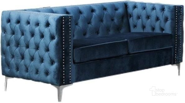 The appearance of Aineias 60 Inch Tufted Transitional Velvet Loveseat In Navy designed by Best Master Furniture in the transitional interior design. This navy piece of furniture  was selected by 1StopBedrooms from Aineias Collection to add a touch of cosiness and style into your home. Sku: F004NLS-2;F004NLS-3;F004NLS-1. Product Type: Loveseat. Material: Velvet. Image1