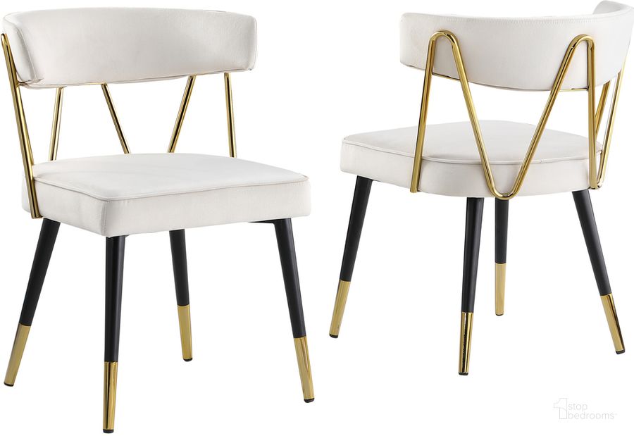 The appearance of Aireys Cream Velvet Armless Chair With Gold Accents Set of 2 designed by Best Master Furniture in the modern / contemporary interior design. This cream piece of furniture  was selected by 1StopBedrooms from Aireys Collection to add a touch of cosiness and style into your home. Sku: A809VC. Product Type: Armless Chair. Material: Velvet. Image1