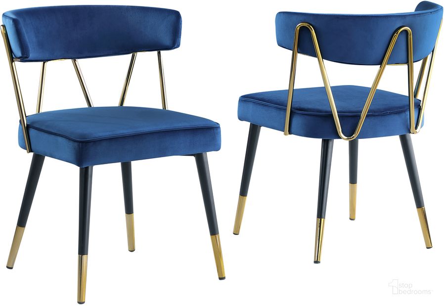 The appearance of Aireys Navy Velvet Armless Chair With Gold Accents Set of 2 designed by Best Master Furniture in the modern / contemporary interior design. This navy piece of furniture  was selected by 1StopBedrooms from Aireys Collection to add a touch of cosiness and style into your home. Sku: A809VN. Product Type: Armless Chair. Material: Velvet. Image1