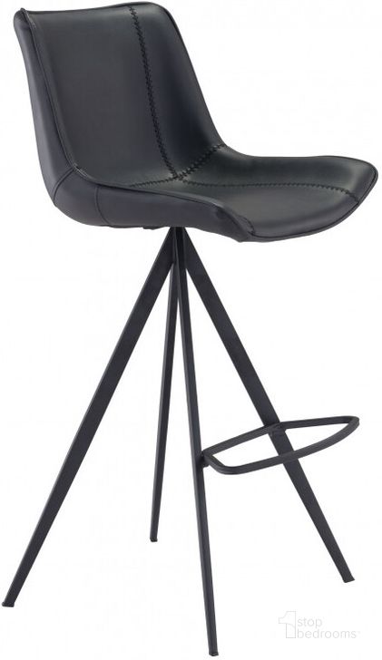 The appearance of Aki Black Bar Chair Set Of 2 designed by Zuo Modern in the modern / contemporary interior design. This black piece of furniture  was selected by 1StopBedrooms from Aki Collection to add a touch of cosiness and style into your home. Sku: 101289. Material: Steel. Product Type: Bar Chair. Image1