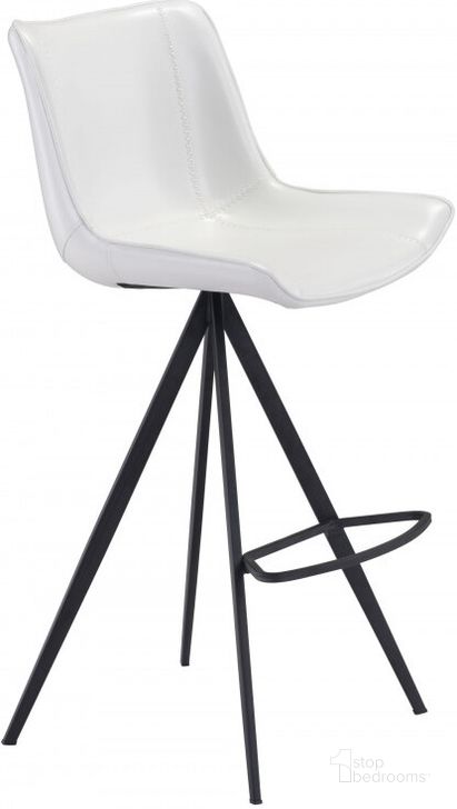 The appearance of Aki White and Black Bar Chair Set Of 2 designed by Zuo Modern in the modern / contemporary interior design. This white and black piece of furniture  was selected by 1StopBedrooms from Aki Collection to add a touch of cosiness and style into your home. Sku: 101287. Material: Steel. Product Type: Bar Chair. Image1