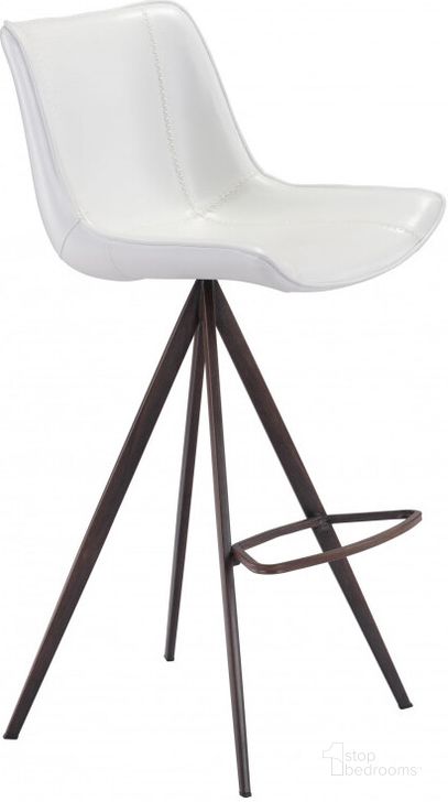 The appearance of Aki White and Walnut Bar Chair Set Of 2 designed by Zuo Modern in the modern / contemporary interior design. This white piece of furniture  was selected by 1StopBedrooms from Aki Collection to add a touch of cosiness and style into your home. Sku: 101288. Material: Steel. Product Type: Bar Chair. Image1
