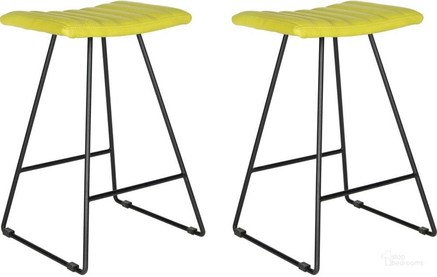 The appearance of Akito Green Counter Stool designed by Safavieh in the modern / contemporary interior design. This green piece of furniture  was selected by 1StopBedrooms from Akito Collection to add a touch of cosiness and style into your home. Sku: FOX2011E-SET2. Product Type: Barstool. Material: Iron. Image1
