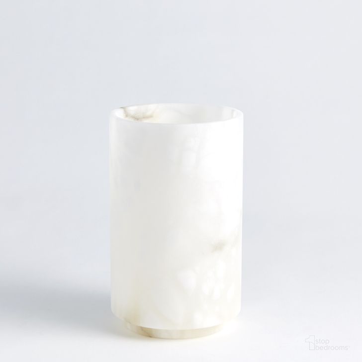 The appearance of Alabaster Cylinder Small Vase In White designed by Global Views in the modern / contemporary interior design. This white piece of furniture  was selected by 1StopBedrooms from Alabaster Collection to add a touch of cosiness and style into your home. Sku: 3.31619. Product Type: Vase. Material: Alabaster. Image1