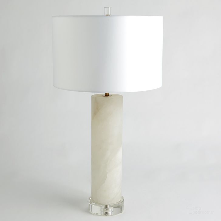 The appearance of Alabaster Cylinder Table Lamp In Brass designed by Global Views in the modern / contemporary interior design. This clear piece of furniture  was selected by 1StopBedrooms from Alabaster Collection to add a touch of cosiness and style into your home. Sku: 8.82888. Product Type: Table Lamp. Material: Crystal. Image1