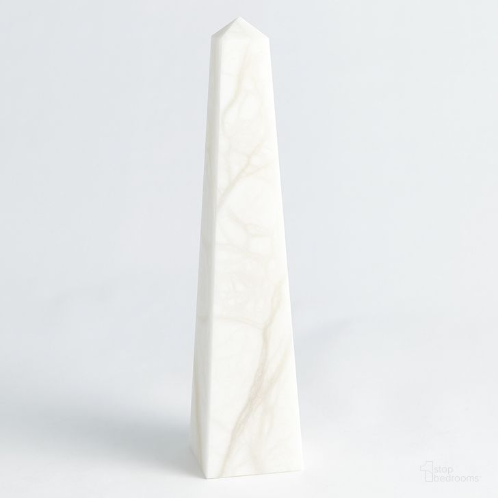 The appearance of Alabaster Large Obelisk In White designed by Global Views in the modern / contemporary interior design. This white piece of furniture  was selected by 1StopBedrooms from Alabaster Collection to add a touch of cosiness and style into your home. Sku: 3.31612. Product Type: Decorative Accessory. Material: Alabaster. Image1