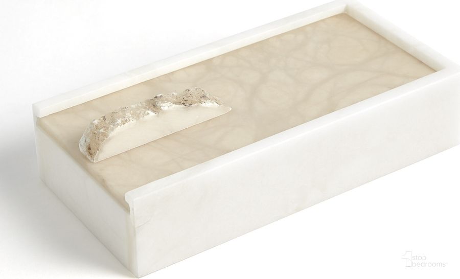 The appearance of Alabaster Rectangle Box With Rock Finial designed by Global Views in the modern / contemporary interior design. This white piece of furniture  was selected by 1StopBedrooms from Alabaster Collection to add a touch of cosiness and style into your home. Sku: 7.30183. Product Type: Box. Material: Alabaster. Image1