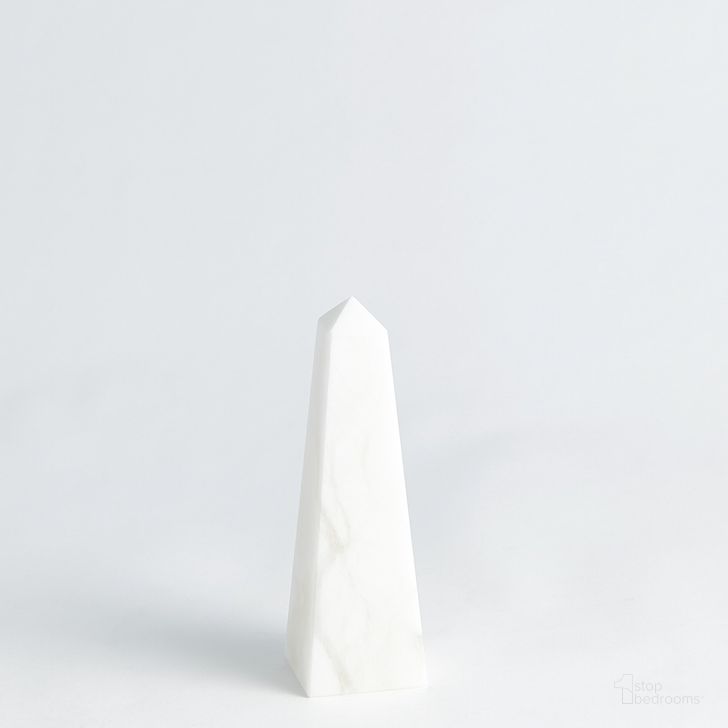 The appearance of Alabaster Small Obelisk In White designed by Global Views in the modern / contemporary interior design. This white piece of furniture  was selected by 1StopBedrooms from Alabaster Collection to add a touch of cosiness and style into your home. Sku: 3.31614. Product Type: Decorative Accessory. Material: Alabaster. Image1