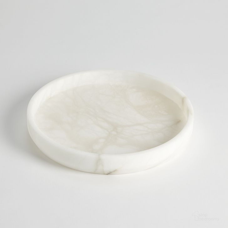 The appearance of Alabaster Tapered Round Tray In White designed by Global Views in the modern / contemporary interior design. This white piece of furniture  was selected by 1StopBedrooms from Alabaster Collection to add a touch of cosiness and style into your home. Sku: 7.30194. Product Type: Tray. Material: Alabaster. Image1