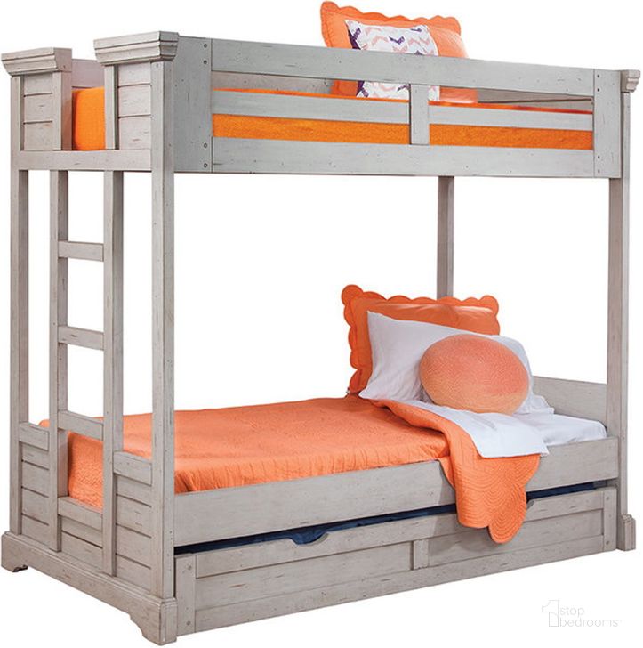 The appearance of Alamai Gray Twin Bunk Bed designed by Bennett Interiors in the transitional interior design. This gray piece of furniture  was selected by 1StopBedrooms from Alamai Collection to add a touch of cosiness and style into your home. Sku: 7820-913;7820-977;000-330;000-330. Bed Type: Bunk Bed. Material: Wood. Product Type: Bunk Bed. Bed Size: Twin. Image1
