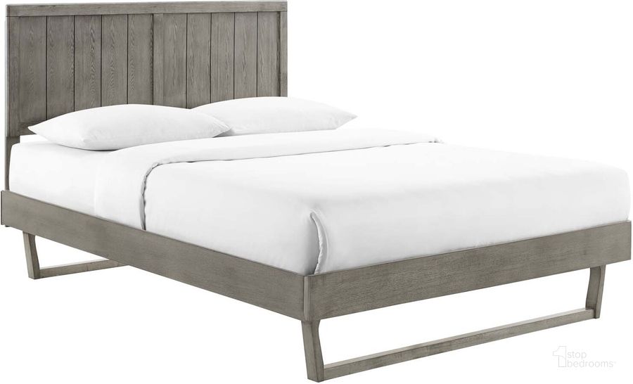 The appearance of Alana King Wood Platform Bed With Angular Frame MOD-6617-GRY designed by Modway in the modern / contemporary interior design. This gray piece of furniture  was selected by 1StopBedrooms from Alana Collection to add a touch of cosiness and style into your home. Sku: MOD-6617-GRY. Bed Type: Platform Bed. Material: Wood. Product Type: Platform Bed. Bed Size: King. Image1