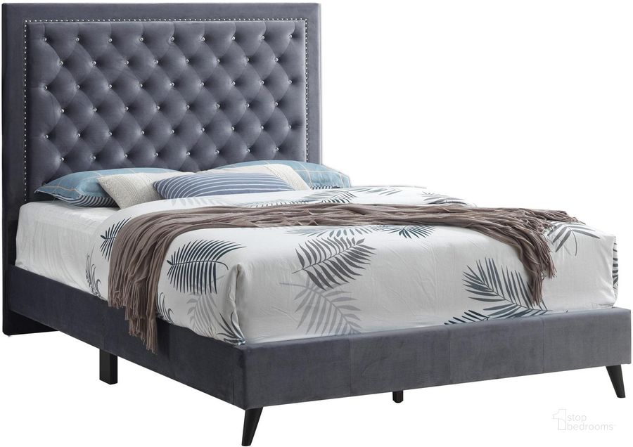 The appearance of Alba Gray King Bed designed by Glory in the glam interior design. This gray piece of furniture  was selected by 1StopBedrooms from Alba Collection to add a touch of cosiness and style into your home. Sku: G0608-KB-UP-King  Bed. Bed Type: Platform Bed. Material: Wood. Product Type: Platform Bed. Bed Size: King. Image1