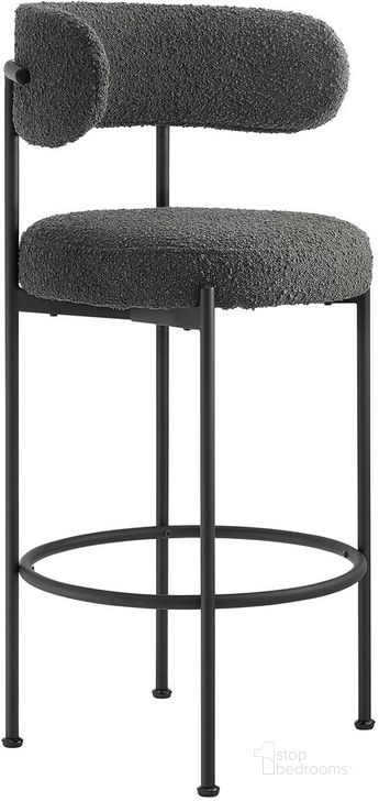 The appearance of Albie Boucle Fabric Bar Stools Set of 2 In Black designed by Modway in the modern / contemporary interior design. This black piece of furniture  was selected by 1StopBedrooms from Albie Collection to add a touch of cosiness and style into your home. Sku: EEI-6520-CHA-BLK. Product Type: Barstool. Material: Plywood. Image1