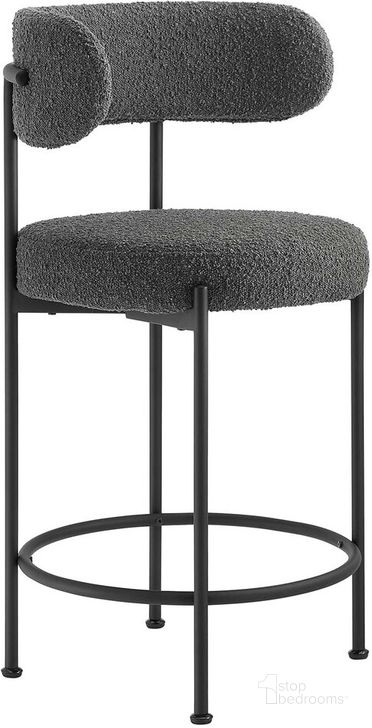 The appearance of Albie Boucle Fabric Counter Stools Set of 2 In Black designed by Modway in the modern / contemporary interior design. This black piece of furniture  was selected by 1StopBedrooms from Albie Collection to add a touch of cosiness and style into your home. Sku: EEI-6518-CHA-BLK. Product Type: Barstool. Material: Plywood. Image1