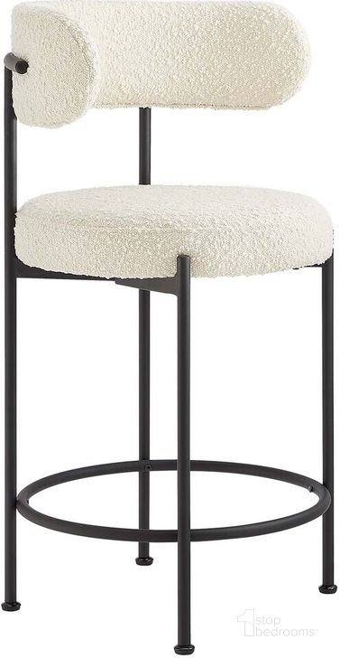 The appearance of Albie Boucle Fabric Counter Stools Set of 2 In Ivory/Black designed by Modway in the modern / contemporary interior design. This ivory/black piece of furniture  was selected by 1StopBedrooms from Albie Collection to add a touch of cosiness and style into your home. Sku: EEI-6518-IVO-BLK. Product Type: Barstool. Material: Plywood. Image1