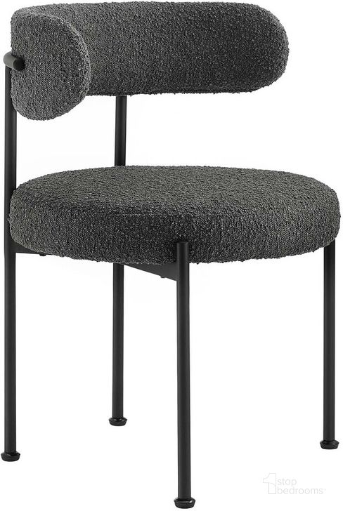 The appearance of Albie Boucle Fabric Dining Chairs Set of 2 In Black designed by Modway in the modern / contemporary interior design. This black piece of furniture  was selected by 1StopBedrooms from Albie Collection to add a touch of cosiness and style into your home. Sku: EEI-6516-CHA-BLK. Product Type: Dining Chair. Material: Plywood. Image1