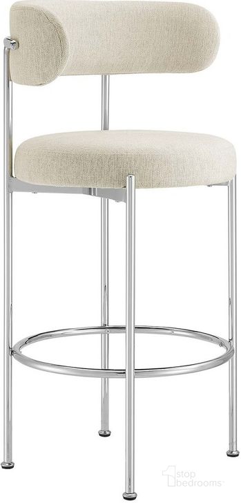 The appearance of Albie Fabric Bar Stools Set of 2 In Beige and Silver designed by Modway in the modern / contemporary interior design. This beige and silver piece of furniture  was selected by 1StopBedrooms from Albie Collection to add a touch of cosiness and style into your home. Sku: EEI-6521-BEI-SLV. Product Type: Barstool. Material: Plywood. Image1