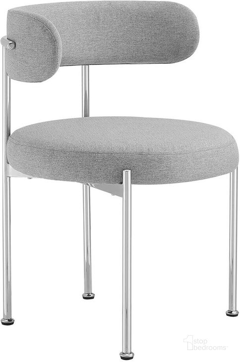 The appearance of Albie Fabric Dining Chairs Set of 2 In Gray/Silver designed by Modway in the modern / contemporary interior design. This gray/silver piece of furniture  was selected by 1StopBedrooms from Albie Collection to add a touch of cosiness and style into your home. Sku: EEI-6517-GRY-SLV. Product Type: Dining Chair. Material: Plywood. Image1