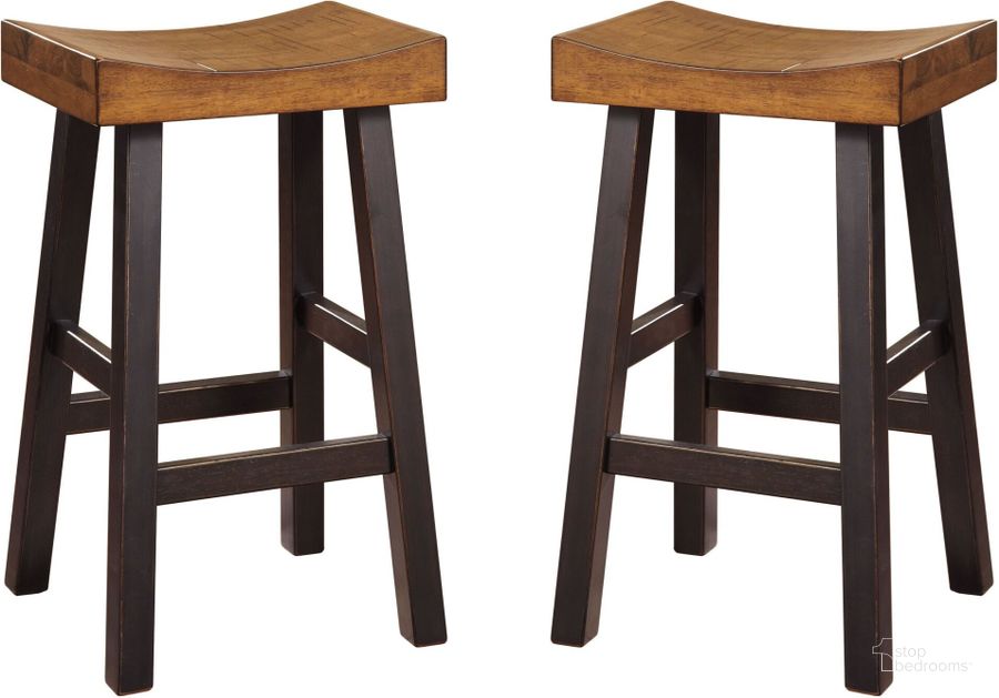 The appearance of Albrecht Medium Brown/Dark Brown Barstool Set of 2 0qd2299062 designed by Isaac Tahari in the transitional interior design. This medium brown/dark brown piece of furniture  was selected by 1StopBedrooms from Albrecht Collection to add a touch of cosiness and style into your home. Sku: D548-030. Material: Wood. Product Type: Barstool. Image1