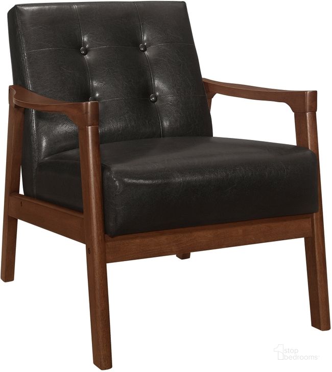 The appearance of Alby Accent Chair In Brown designed by Homelegance in the modern / contemporary interior design. This brown piece of furniture  was selected by 1StopBedrooms from Alby Collection to add a touch of cosiness and style into your home. Sku: 1050DB-1. Material: Faux Leather. Product Type: Accent Chair. Image1