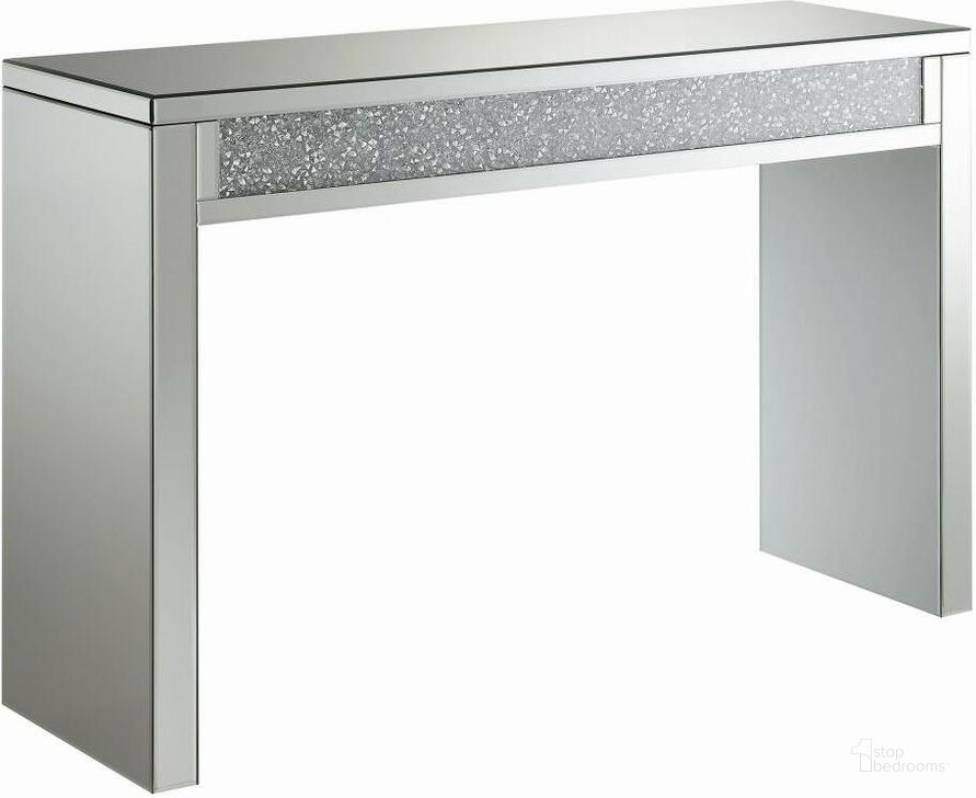 The appearance of Alcanoe Silver Sofa Table 0qd2345619 designed by Luxury Loft in the modern / contemporary interior design. This silver piece of furniture  was selected by 1StopBedrooms from Alcanoe Collection to add a touch of cosiness and style into your home. Sku: 722499. Material: Glass. Product Type: Sofa Table. Image1