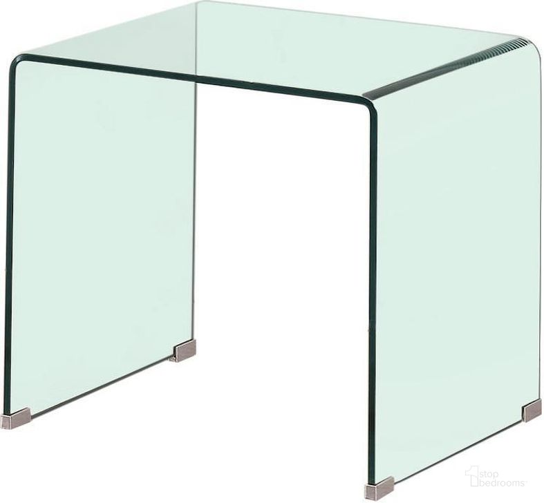 The appearance of Alcanoe Transparent End Table designed by Luxury Loft in the modern / contemporary interior design. This transparent piece of furniture  was selected by 1StopBedrooms from Alcanoe Collection to add a touch of cosiness and style into your home. Sku: 705327. Material: Glass. Product Type: End Table. Table Top Shape: Rectangular. Image1