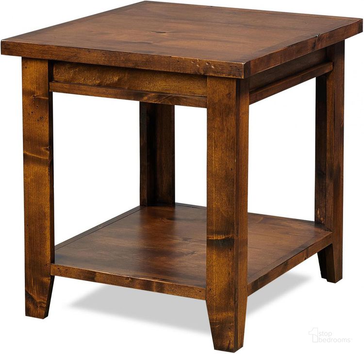The appearance of Alder Grove End Table In Medium Brown designed by Aspenhome in the rustic / southwestern interior design. This medium brown piece of furniture  was selected by 1StopBedrooms from Alder Grove Collection to add a touch of cosiness and style into your home. Sku: DG914-FRT. Material: Wood. Product Type: End Table.