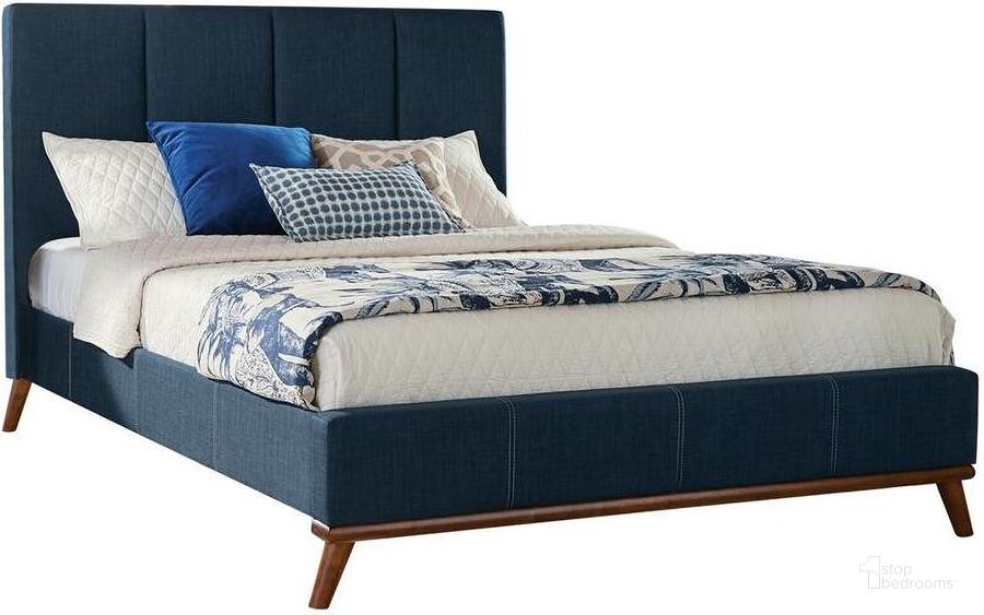 The appearance of Alditti Blue King Platform Bed designed by Luxury Loft in the modern / contemporary interior design. This blue piece of furniture  was selected by 1StopBedrooms from Alditti Collection to add a touch of cosiness and style into your home. Sku: 300626KEB1;300626KEB2;300626KEB3. Bed Type: Platform Bed. Material: Fabric. Product Type: Platform Bed. Bed Size: King. Image1