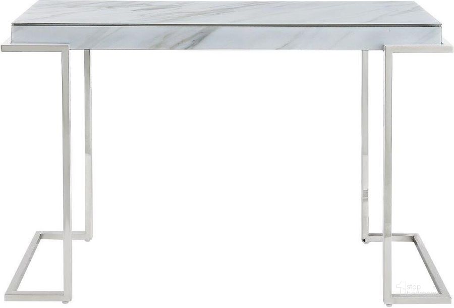 The appearance of Aldon Console Table In Silver designed by Camden Isle Furniture in the modern / contemporary interior design. This silver piece of furniture  was selected by 1StopBedrooms from Aldon Collection to add a touch of cosiness and style into your home. Sku: 86545. Product Type: Console Table. Image1
