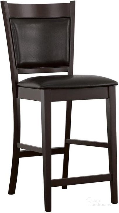 The appearance of Aldwina Black All Dining Chair Set of 2 designed by Bennett Interiors in the transitional interior design. This black piece of furniture  was selected by 1StopBedrooms from Aldwina Collection to add a touch of cosiness and style into your home. Sku: 100959. Product Type: Counter Height Chair. Material: Vinyl. Image1