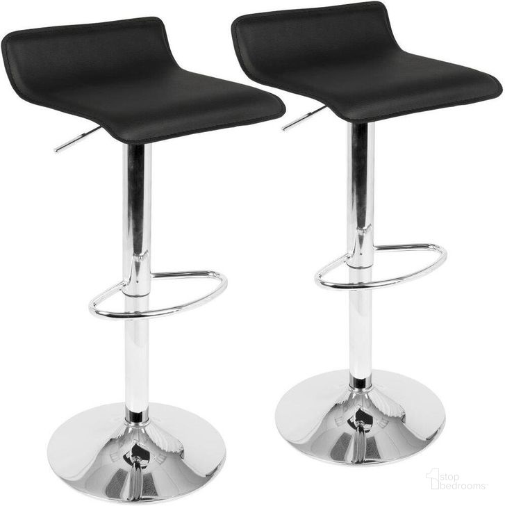 The appearance of Ale Contemporary Adjustable Barstool In Black Pu Leather - Set Of 2 designed by Lumisource in the modern / contemporary interior design. This black piece of furniture  was selected by 1StopBedrooms from Ale Collection to add a touch of cosiness and style into your home. Sku: BS-ALE BK2. Material: Metal. Product Type: Barstool. Image1