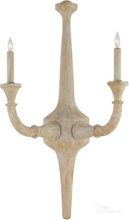 The appearance of Aleister Wall Sconce In Sandstone designed by Currey & Company in the coastal interior design. This sandstone piece of furniture  was selected by 1StopBedrooms from Aleister Collection to add a touch of cosiness and style into your home. Sku: 5000-0246. Material: Wood. Product Type: Wall Sconce. Image1