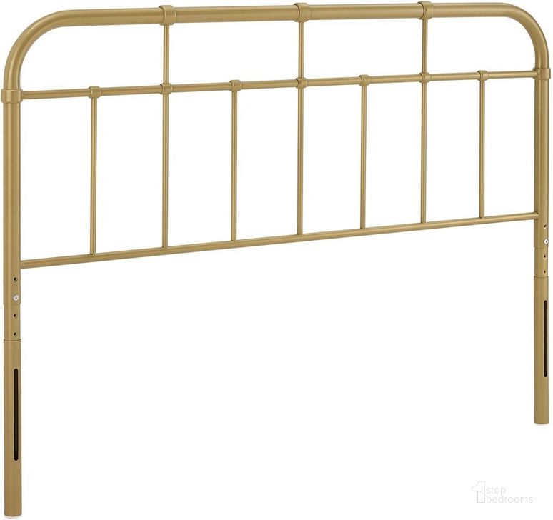 The appearance of Alessia Full Metal Headboard In Gold designed by Modway in the modern / contemporary interior design. This gold piece of furniture  was selected by 1StopBedrooms from Alessia Collection to add a touch of cosiness and style into your home. Sku: MOD-6161-GLD. Product Type: Headboard. Bed Size: Full. Material: Iron. Image1