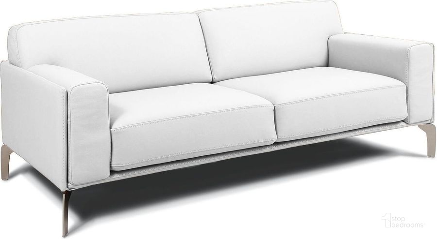 The appearance of Alessia White Leather Sofa designed by Bellini Modern Living in the transitional interior design. This white piece of furniture  was selected by 1StopBedrooms from Alessia Collection to add a touch of cosiness and style into your home. Sku: Alessia S WHT. Product Type: Sofa. Image1