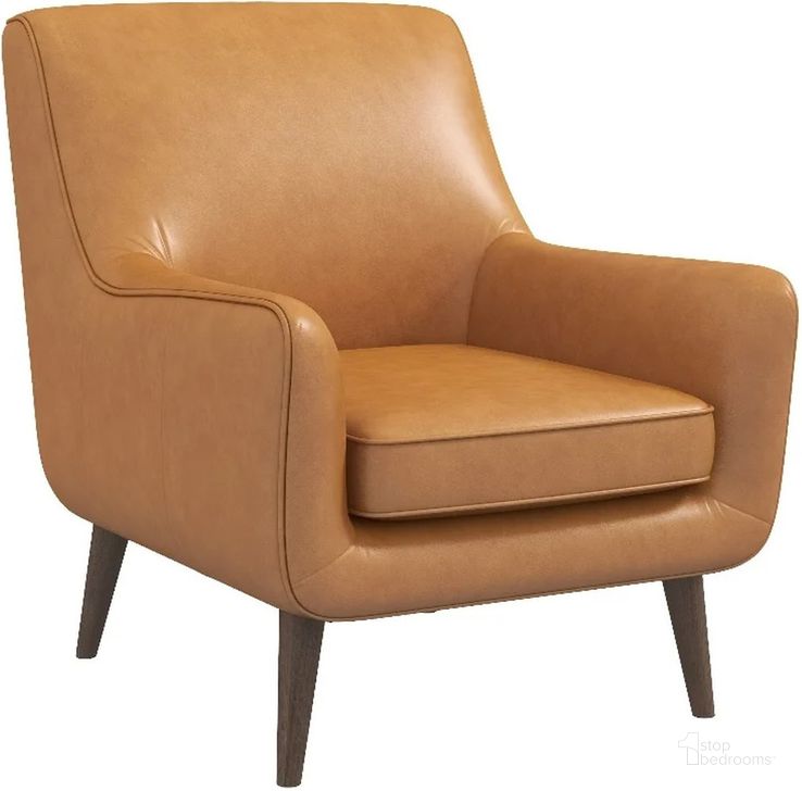 The appearance of Alex Mid Century Modern Tan Leather Lounge Chair designed by Ashcroft Furniture in the transitional interior design. This tan piece of furniture  was selected by 1StopBedrooms from Alex Collection to add a touch of cosiness and style into your home. Sku: AFC00082. Material: Wood. Product Type: Lounge Chair. Image1