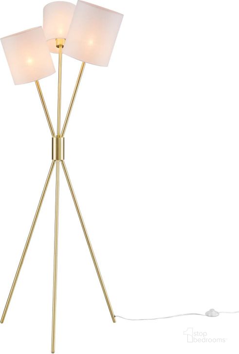 The appearance of Alexa 3-Light Floor Lamp EEI-5302-GLD designed by Modway in the modern / contemporary interior design. This gold piece of furniture  was selected by 1StopBedrooms from Alexa Collection to add a touch of cosiness and style into your home. Sku: EEI-5302-GLD. Material: Metal. Product Type: Floor Lamp. Image1