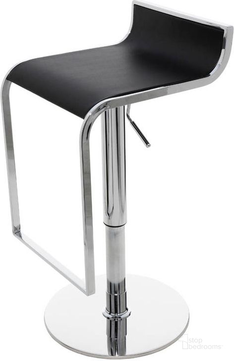 The appearance of Alexander Black Leather Adjustable Stool designed by Nuevo in the modern / contemporary interior design. This black piece of furniture  was selected by 1StopBedrooms from Alexander Collection to add a touch of cosiness and style into your home. Sku: HGGA181. Material: Leather. Product Type: Barstool. Image1